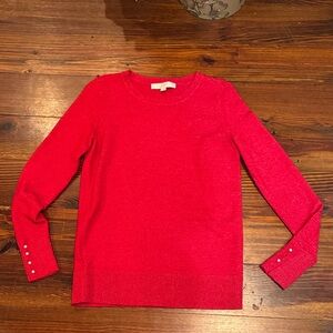 LOFT Vibrant Red Crew Neck Sweater